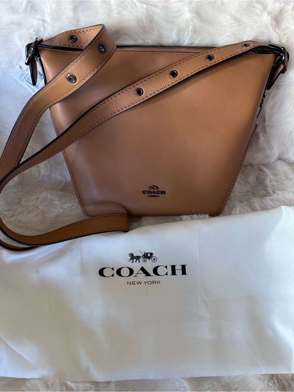 Coach Tan Leather Crossbody Saddle Bag